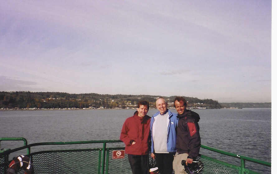 Glen and I with Bill, our Seattle friend, on the ferry to Whidbey Island.