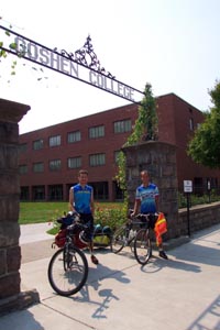 Joe and Glen in front of Goshen College